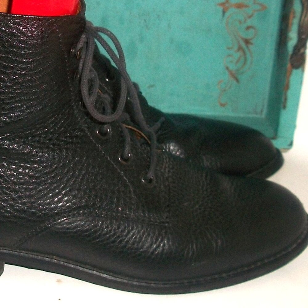 Madewell BlackPebbled-LeatherLace Up Workboots Granny Boots 8M